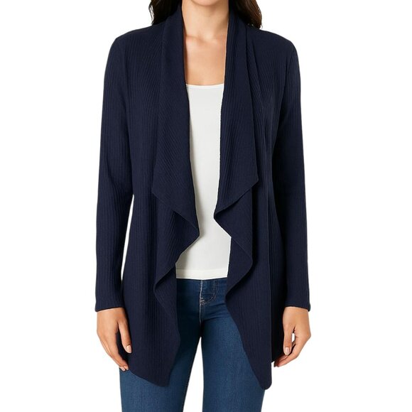 Velvet by Graham & Spencer Sweaters - Velvet by Graham & Spencer Women's Blue Draped Front Long Sleeve Cardigan Size S